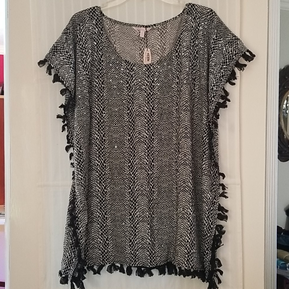 Victoria's Secret Embellished Fringe Swim Cover-up- Size Small